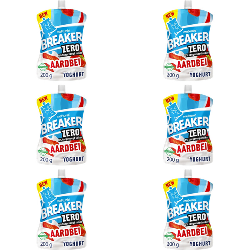 Melkunie Breaker zero aardbei yoghurt 6-pack