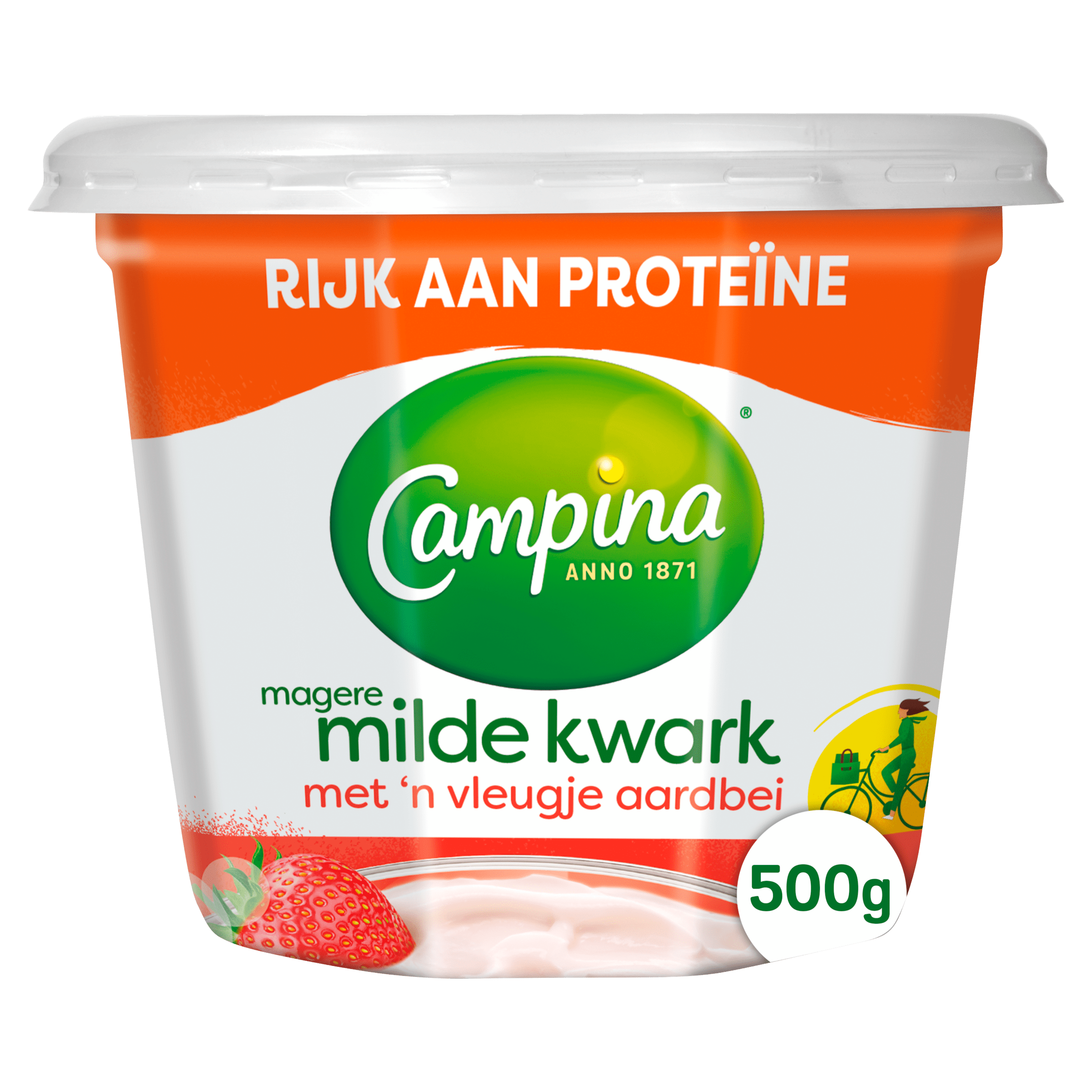 Campina Magere milde kwark aardbei