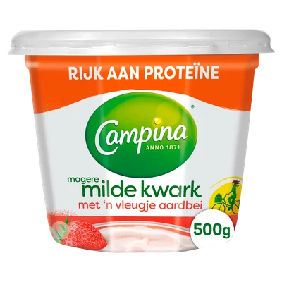 Campina Magere milde kwark aardbei