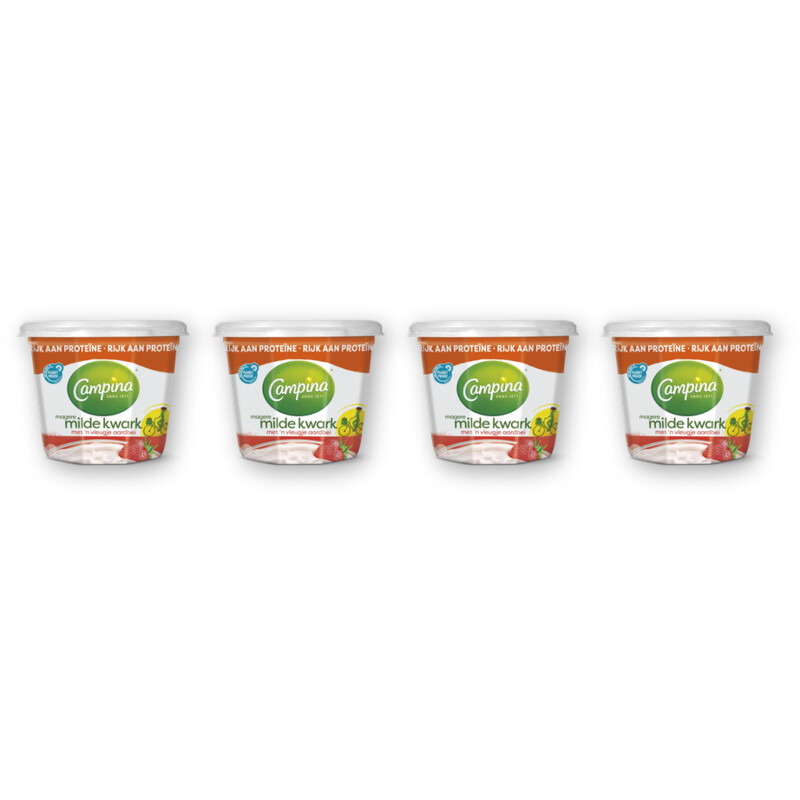 Campina Magere milde kwark aardbei 4-pack