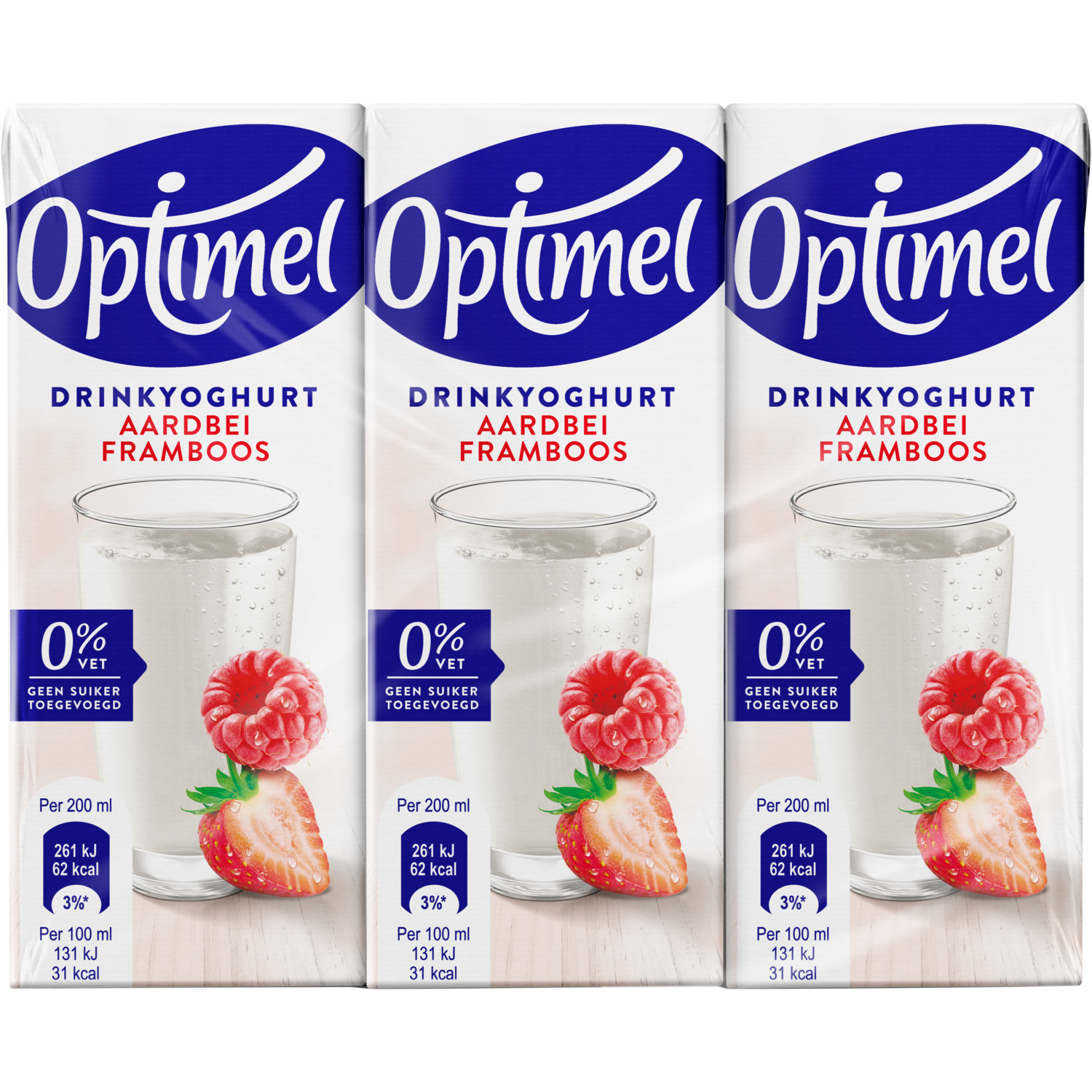 Optimel Langlekker drinkyoghurt aardbei framboos