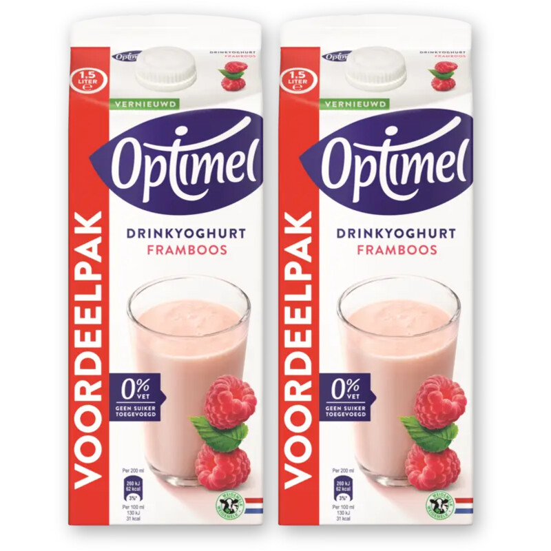 Optimel Drinkyoghurt framboos voordeelpak 2-pack