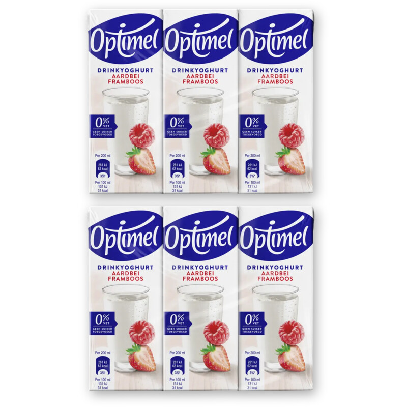 Optimel LL drinkyoghurt aardbei framboos 2-pack