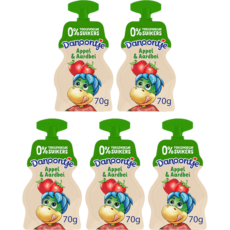 Danoontje Knijpyoghurt appel en aardbei 5-pack