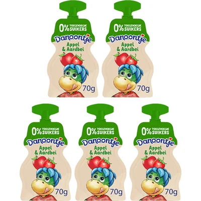 Danoontje Knijpyoghurt appel en aardbei 5-pack