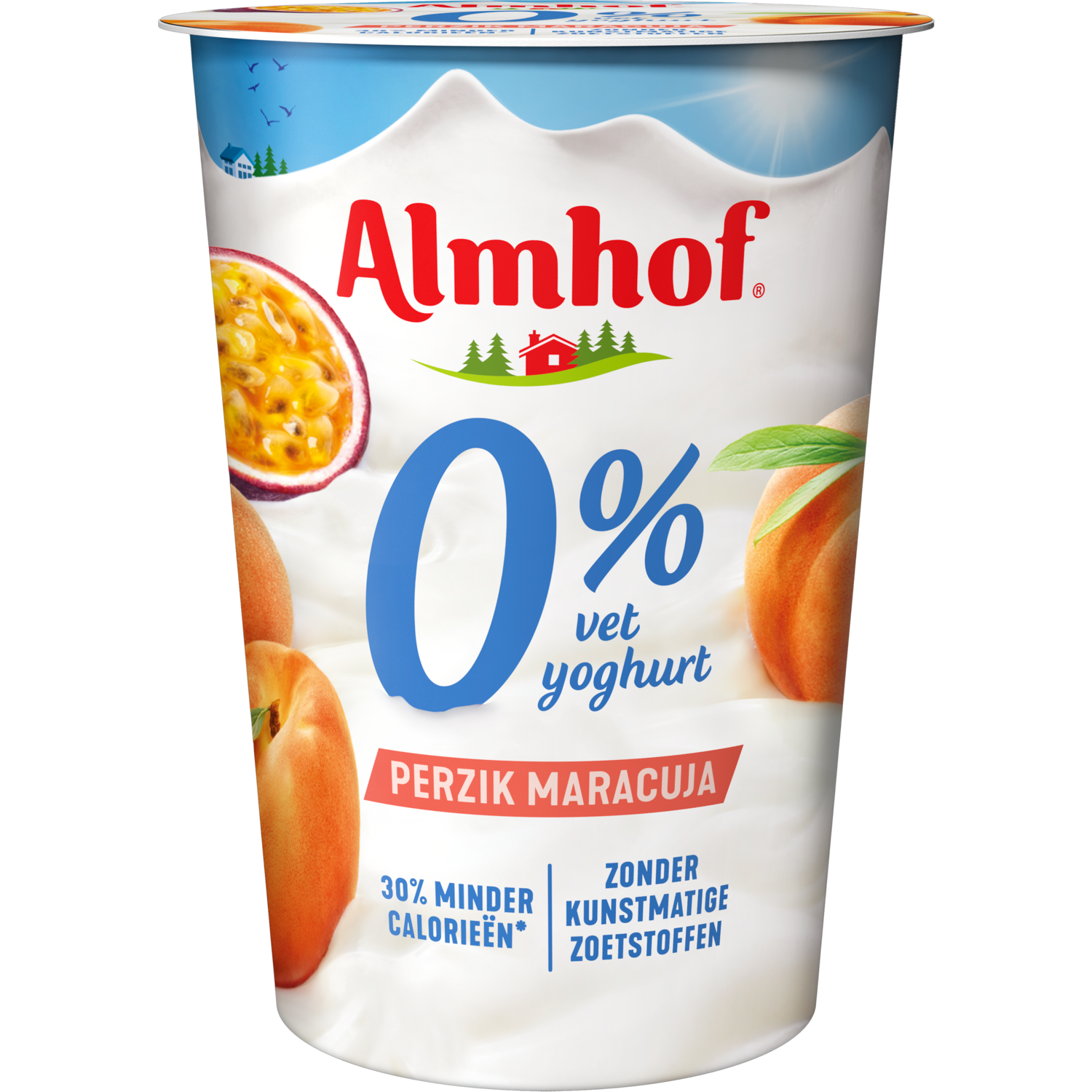 Almhof 0% vet yoghurt perzik-maracuja
