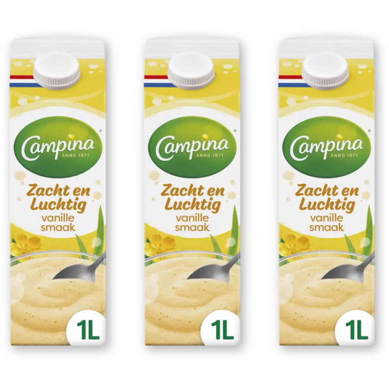 Campina Zacht & luchtig vanille smaak 3-pack