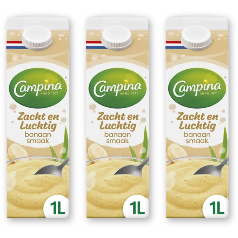 Campina Zacht en luchtig banaansmaak 3-pack