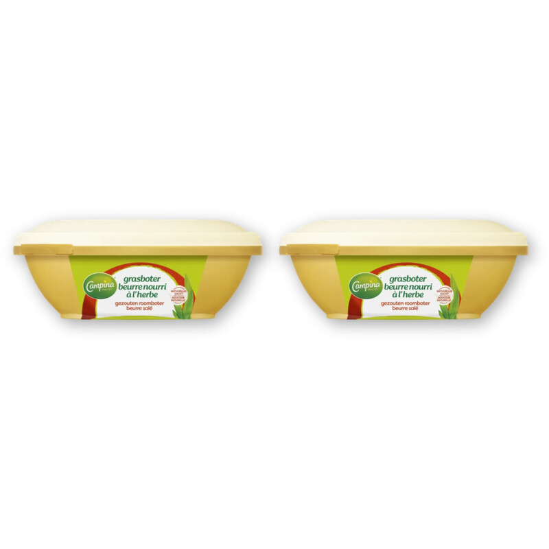 Campina Botergoud gezout grasboter kuipje 2-pack