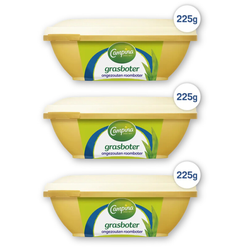 Campina botergoud ongezouten grasboter 3-pack