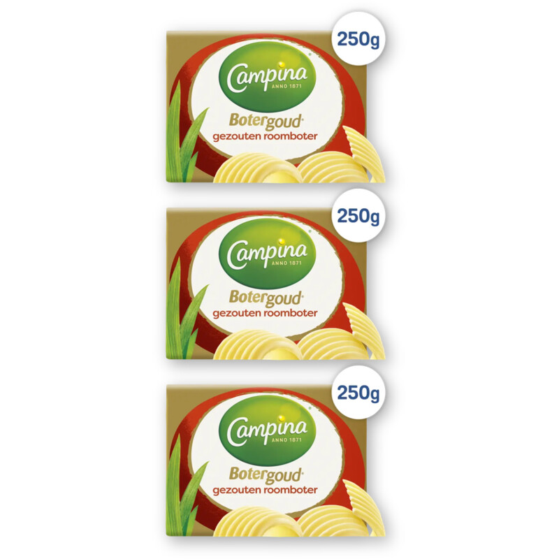 Campina Botergoud gezouten roomboter 3-pack
