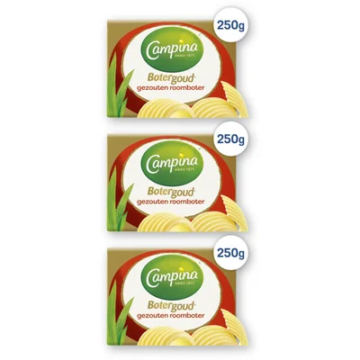 Campina Botergoud gezouten roomboter 3-pack