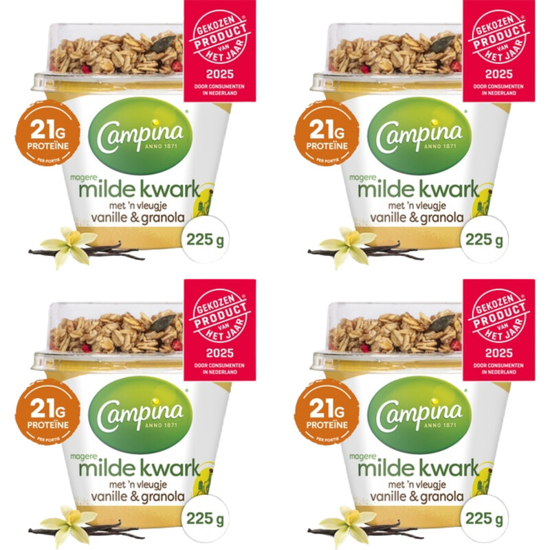Campina kwark vanille & granola 4-pack