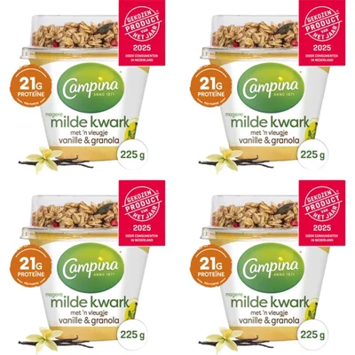 Campina kwark vanille & granola 4-pack