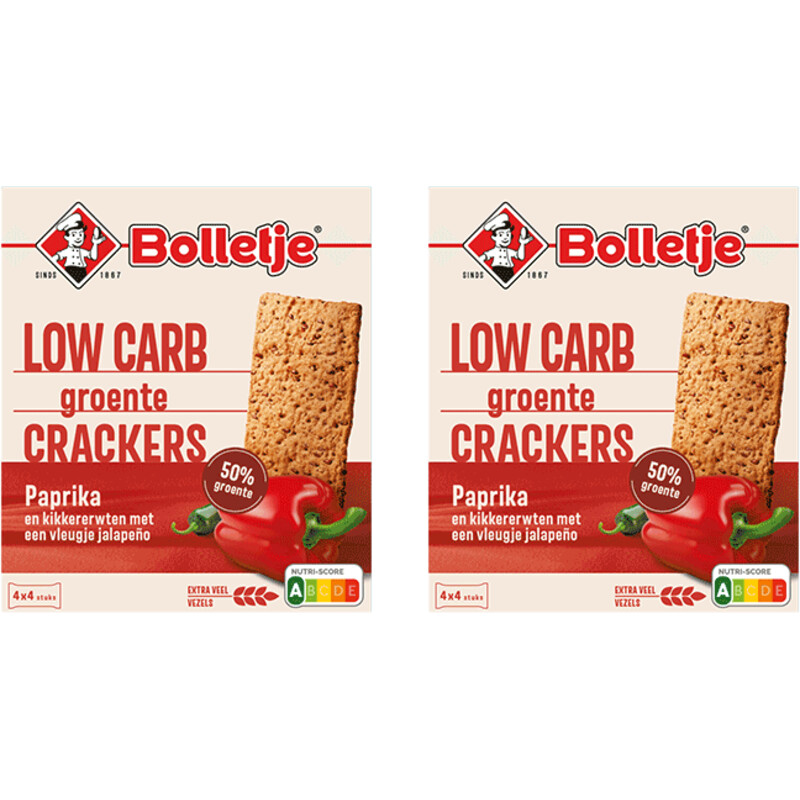 Bolletje 50% groente crackers paprika 2-pack