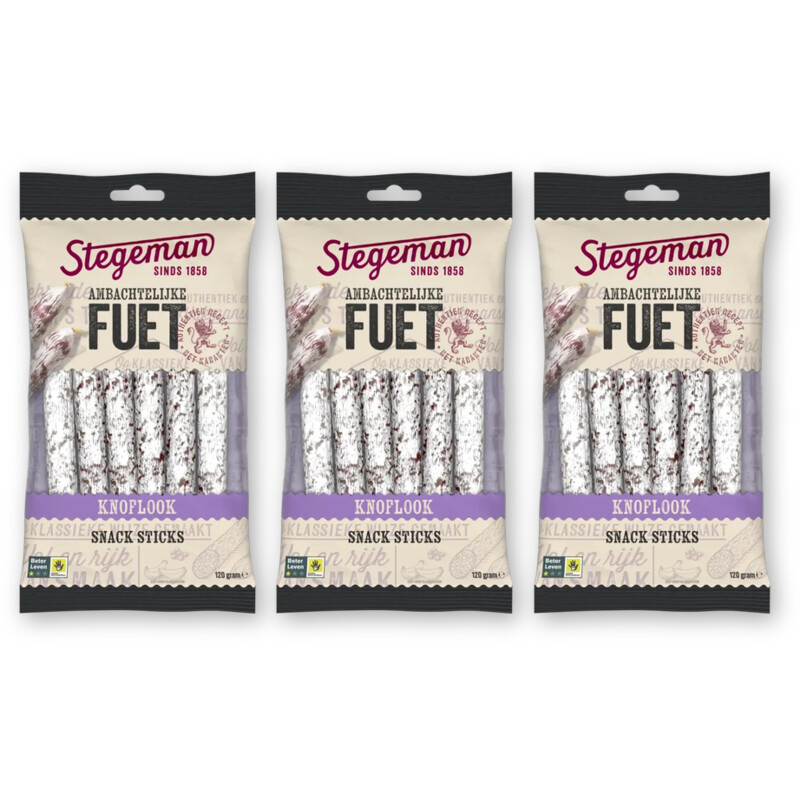 Stegeman Fuet sticks knoflook 3-pack
