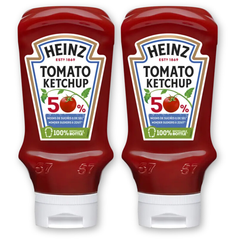 Heinz ketchup 50% minder suikers & zout 2-pack