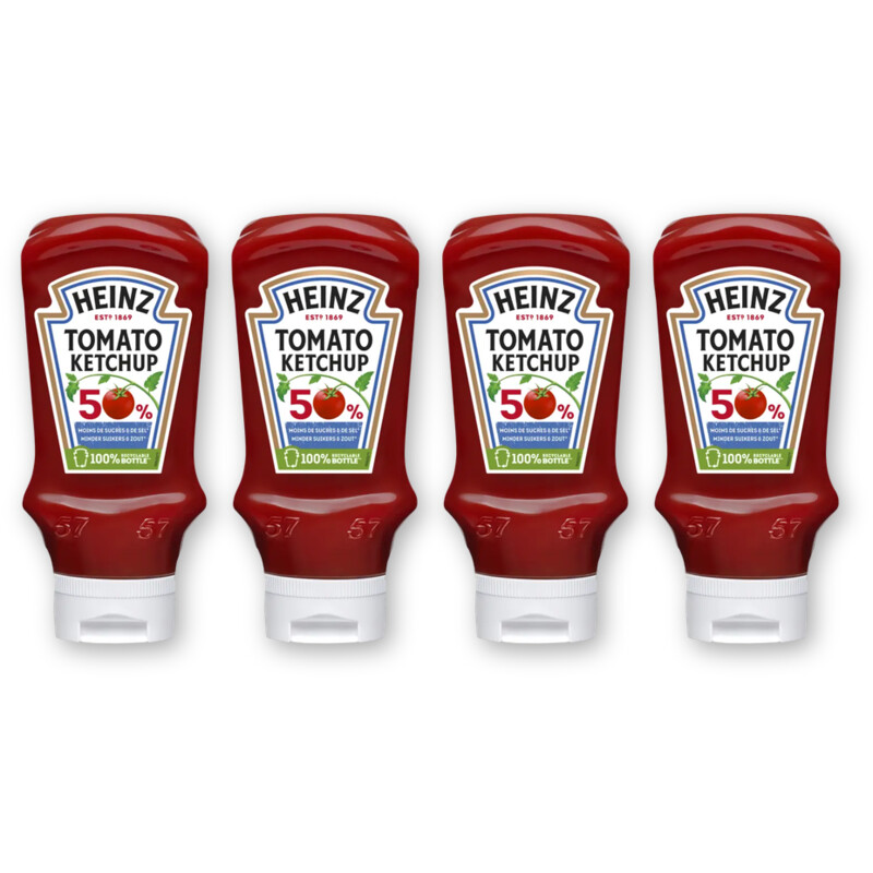 Heinz ketchup 50% minder suikers & zout 4-pack