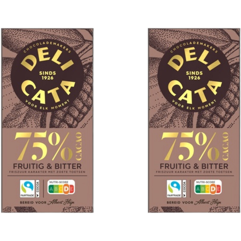 Delicata Reep puur 75% cacao 2-pack