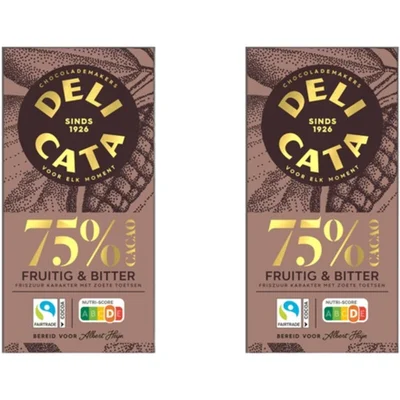 Delicata Reep puur 75% cacao 2-pack