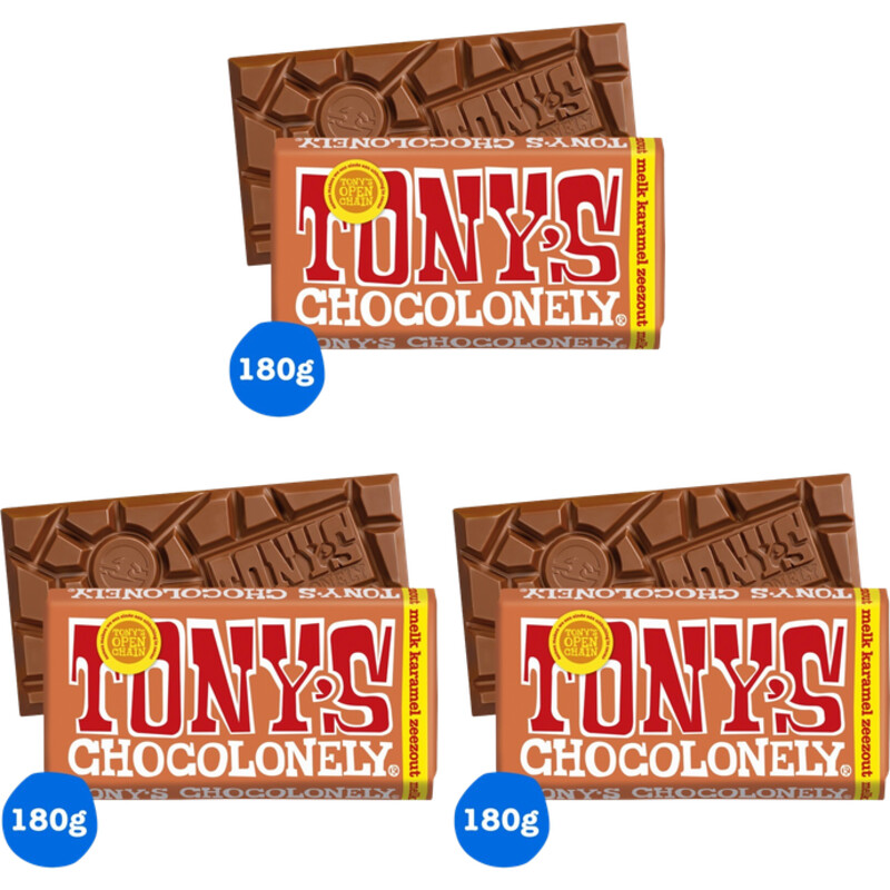 Tony's Chocolonely Reep melk karamel zeezout 3-pack