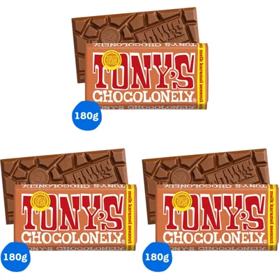 Tony's Chocolonely Reep melk karamel zeezout 3-pack