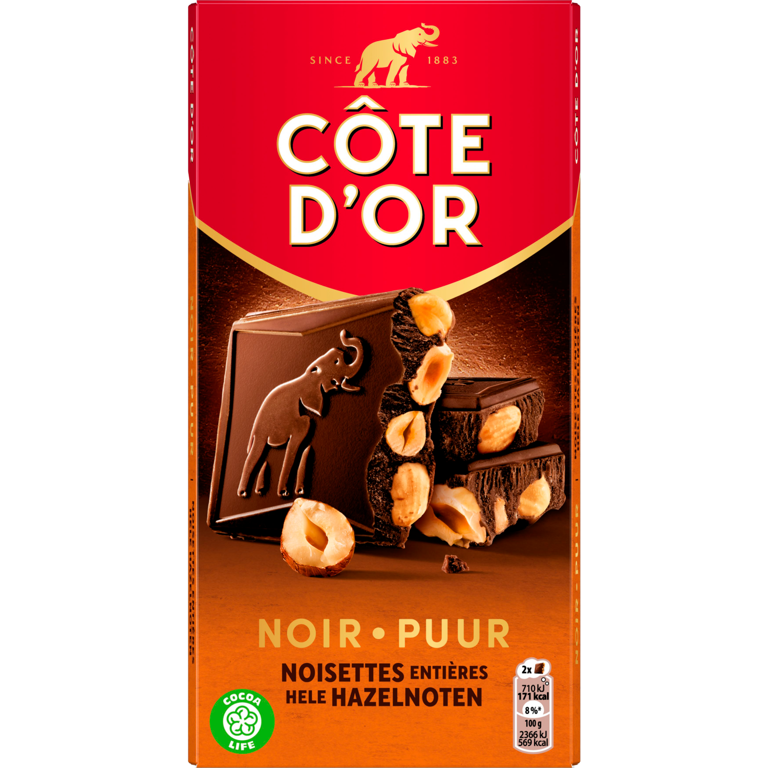 Côte d'Or Chocoladereep melk hele hazelnoten