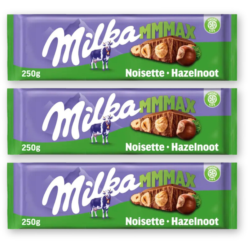 Milka Mmmax chocoladereep hazelnoot 3-pack