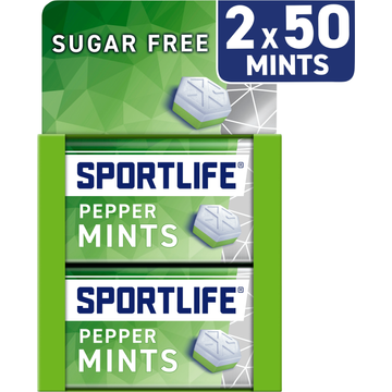 Sportlife Peppermint sugar free mints 2-pack