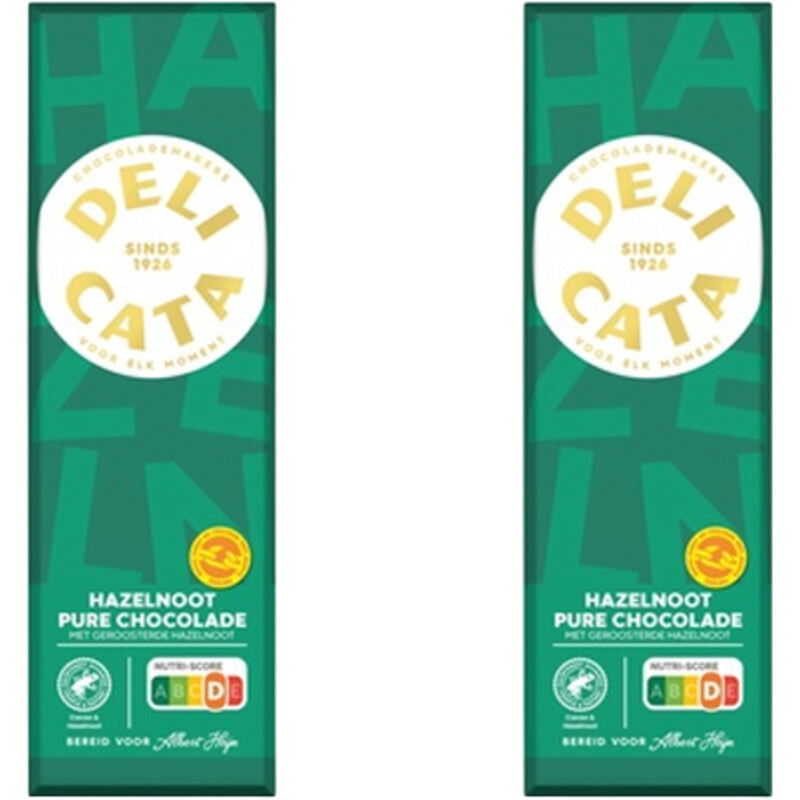Delicata Reep pure chocolade hazelnoot 2-pack