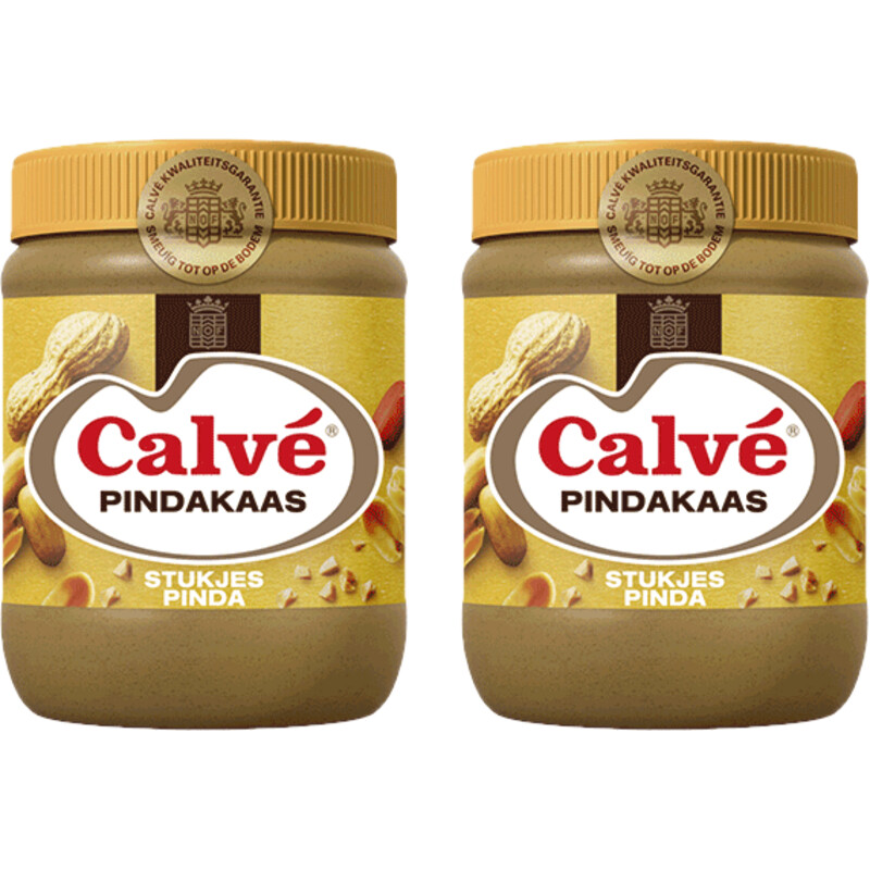 Calvé Pindakaas stukjes pinda 2-pack