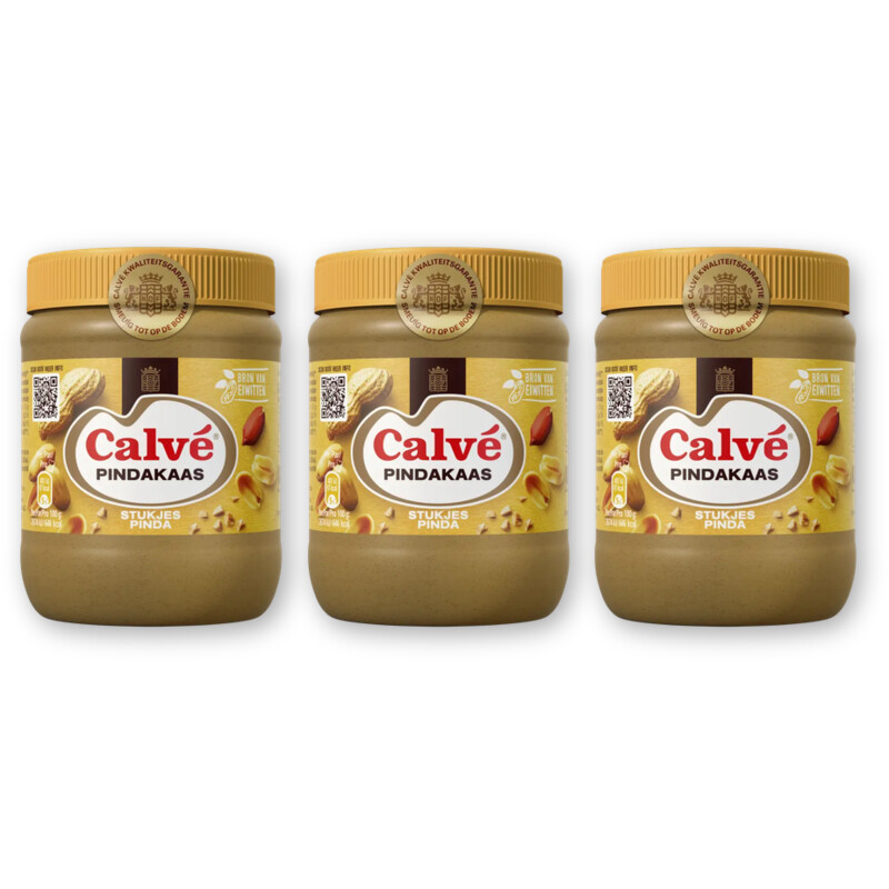Calvé Pindakaas stukjes pinda 3-pack