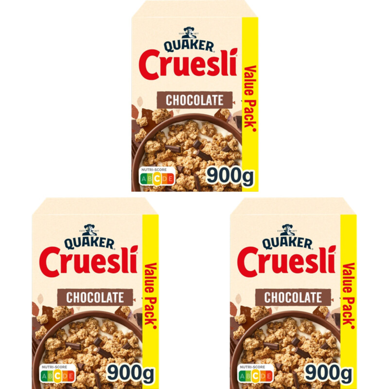 Quaker Cruesli chocolate value pack 3-pack
