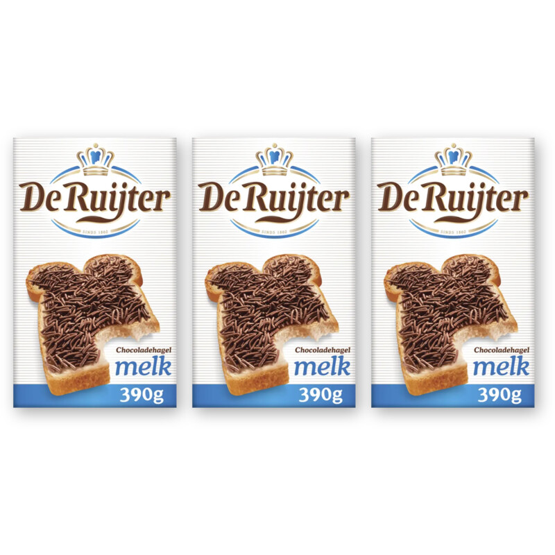 De Ruijter Chocoladehagel melk 3-pack