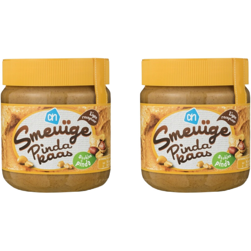 AH Smeuïge pindakaas stukjes pinda 2-pack