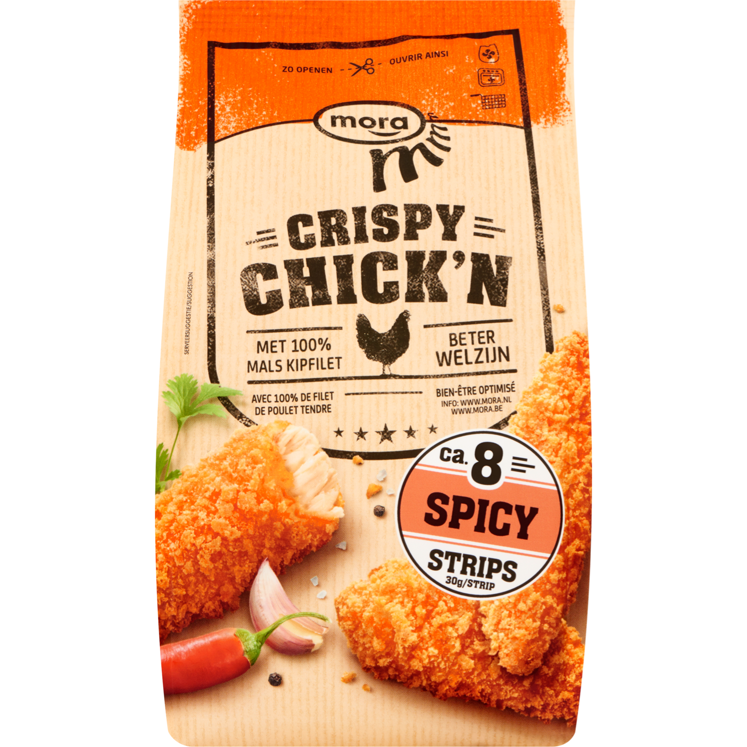 Mora Crispy chick'n spicy strips