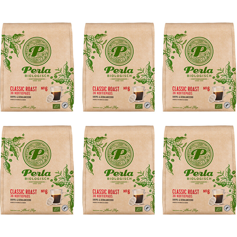 Perla Biologisch Classic roast koffiepads 6-pack