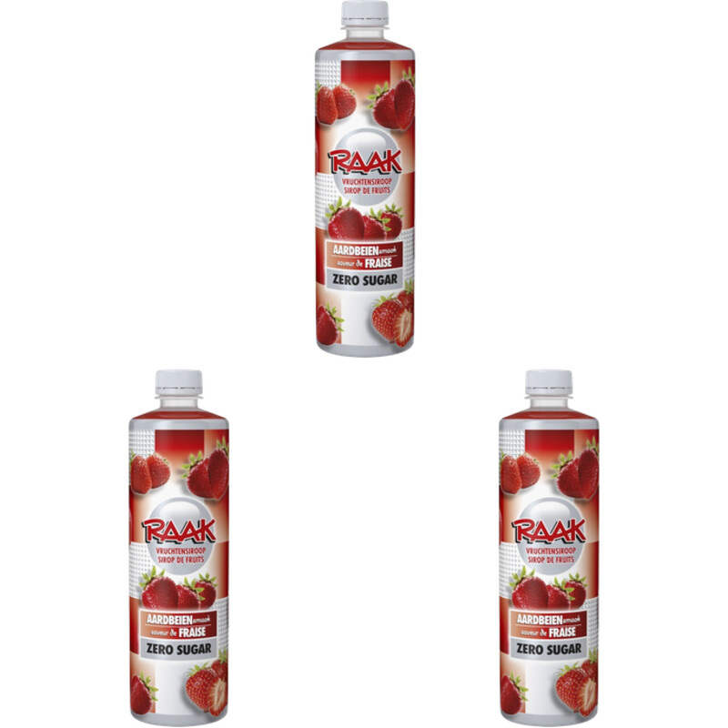 Raak Vruchtensiroop aardbeien zero 3-pack