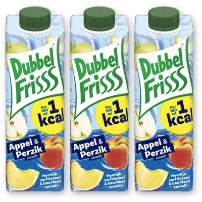 DubbelFrisss 1Kcal appel & perzik 3-pack