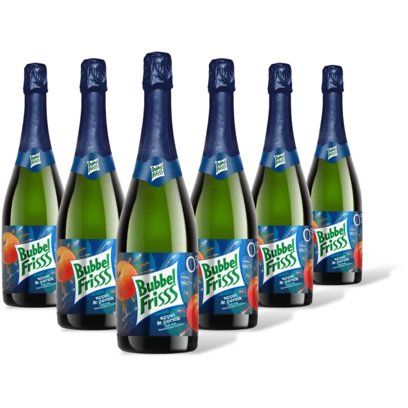 DubbelFrisss Bubbelfris appel & perzik 0% 6-pack