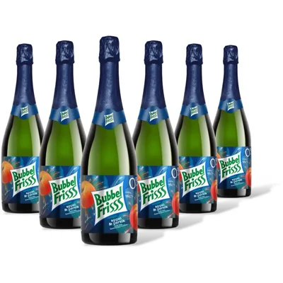 DubbelFrisss Bubbelfris appel & perzik 0% 6-pack