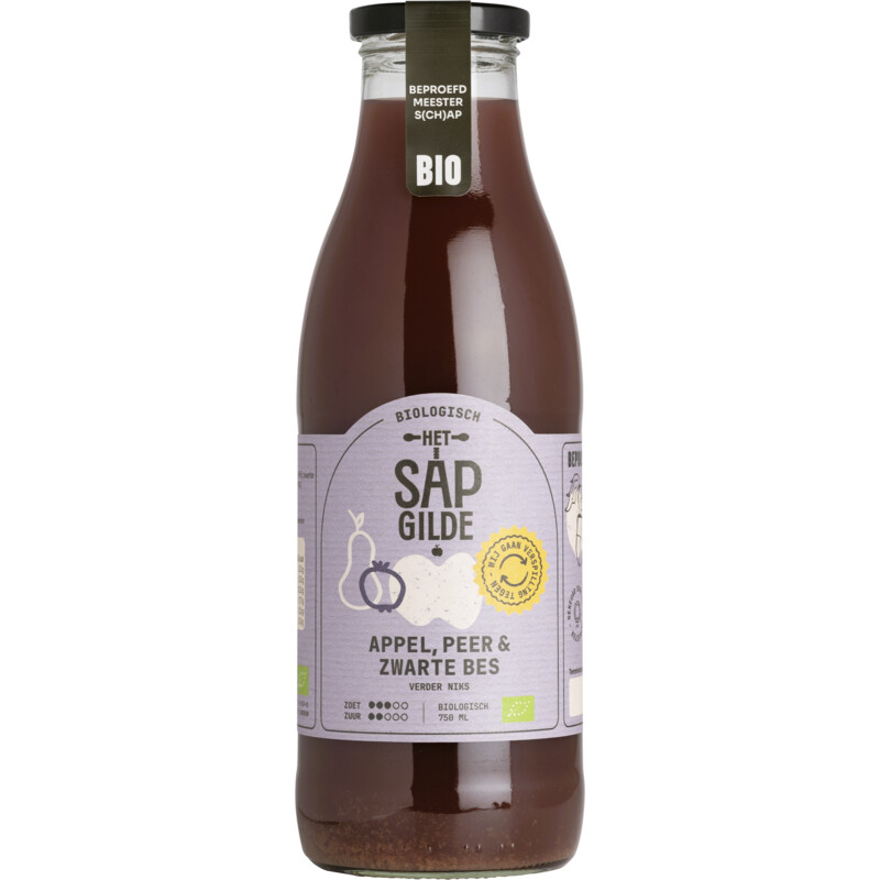 Het sapgilde Appel peer zwarte bessensap bio