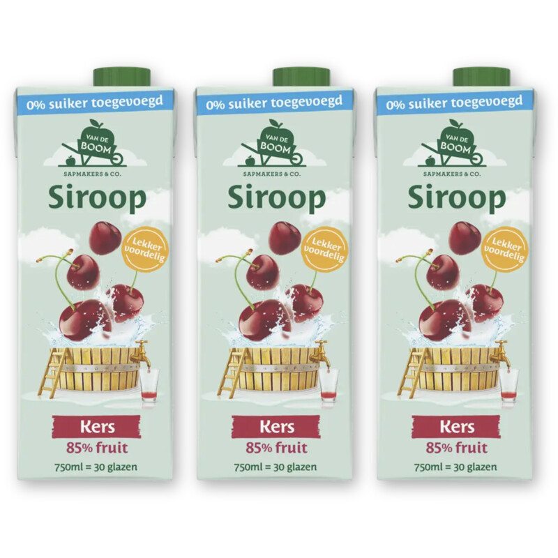Van de Boom Kers siroop 0% suiker 3-pack