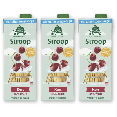 Van de Boom Kers siroop 0% suiker 3-pack