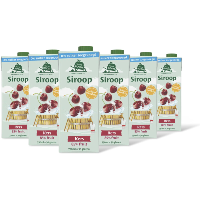 Van de Boom Kers siroop 0% suiker 6-pack
