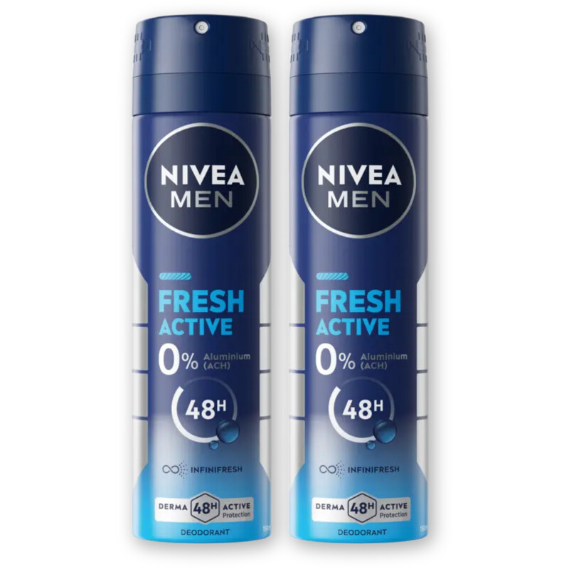 NIVEA Men fresh active deodorant spray 2-pack
