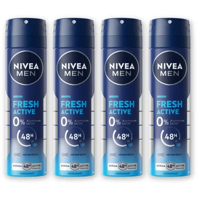 NIVEA Men fresh active deodorant spray 4-pack