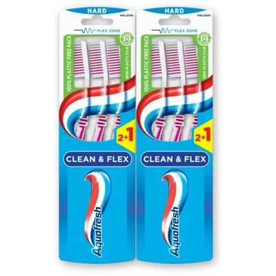 Aquafresh Clean & flex hard tandenborstel 2-pack