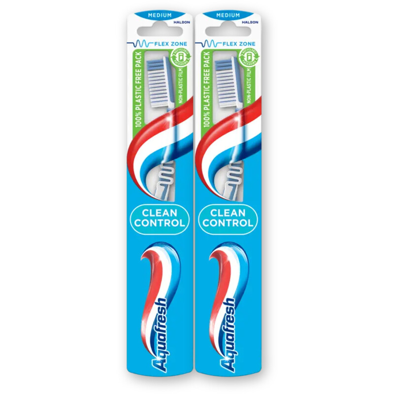Aquafresh Clean control medium tandenborstel 2pack