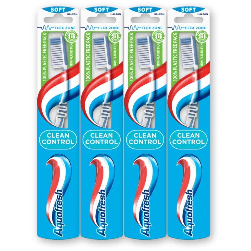 Aquafresh Clean control soft tandenborstel 4-pack